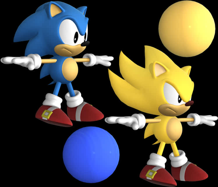 Sonic_and_ Super_ Sonic_ Poses PNG Image