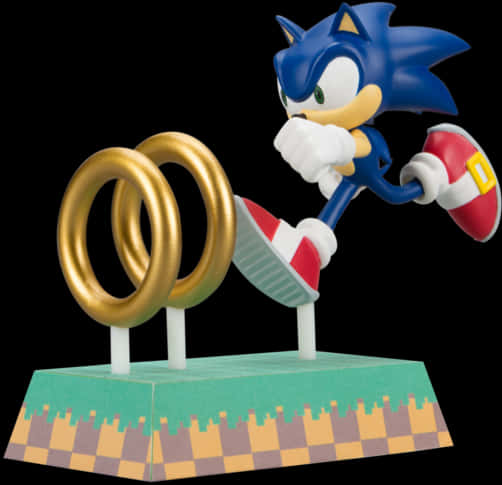 Sonic Figure With Gold Rings PNG Image