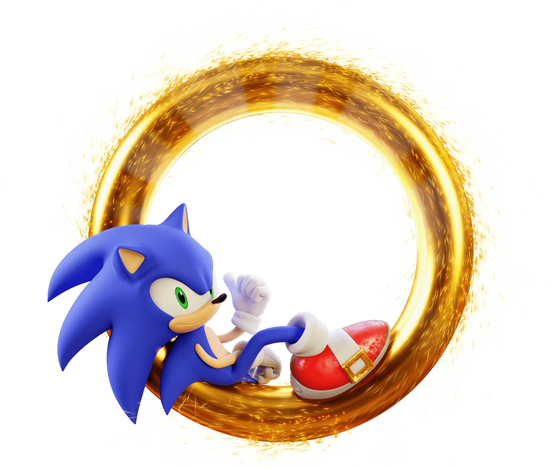 Sonic Speeding Through Golden Ring PNG Image