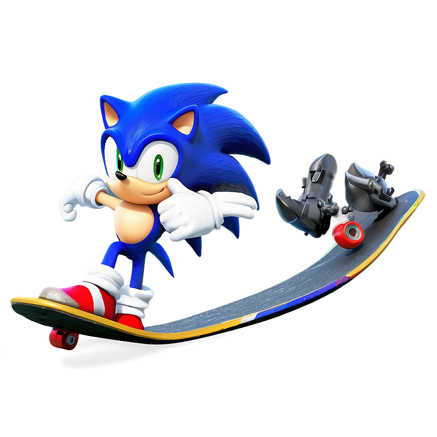 Sonic The Hedgehog Skateboarding Png Ihf PNG Image