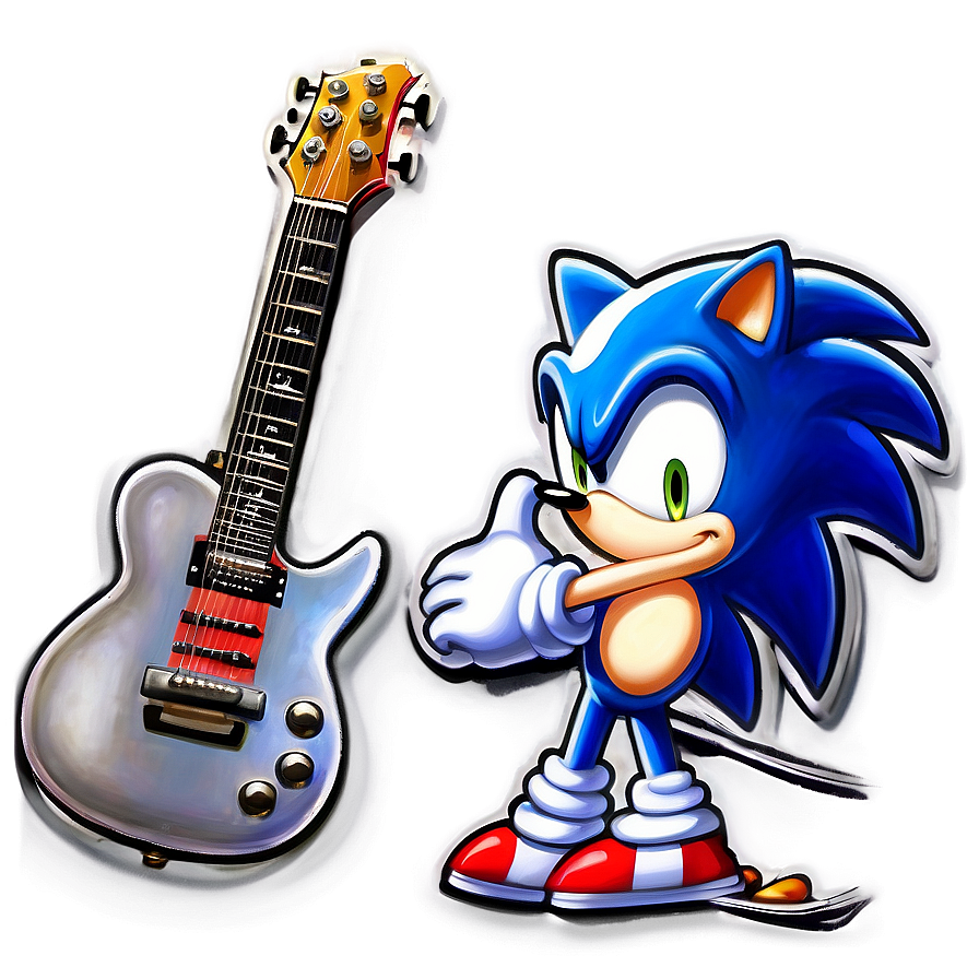 Sonic The Hedgehog With Guitar Png Oun PNG Image