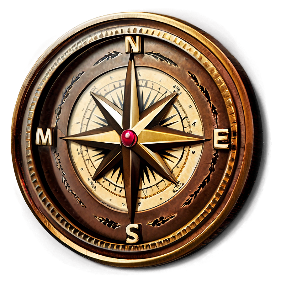 Sophisticated Bronze Compass Png Him37 PNG Image