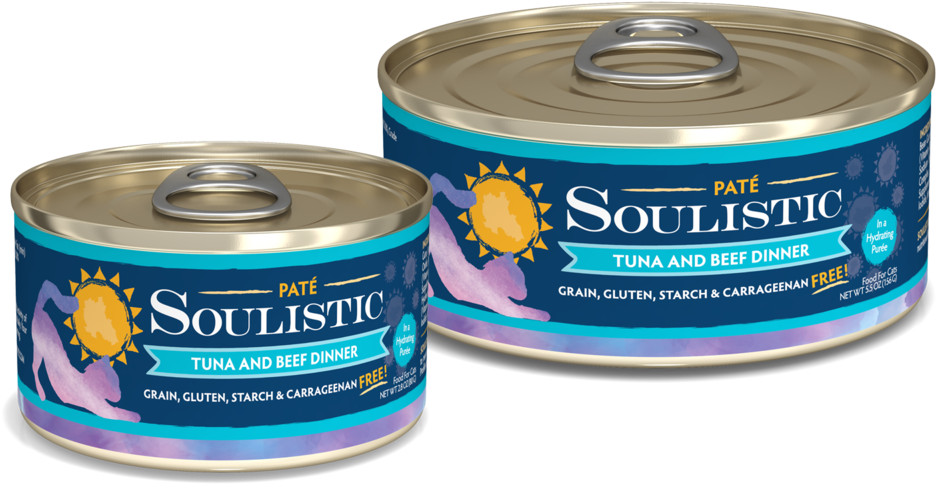 Soulistic Tunaand Beef Dinner Cat Food Cans PNG Image