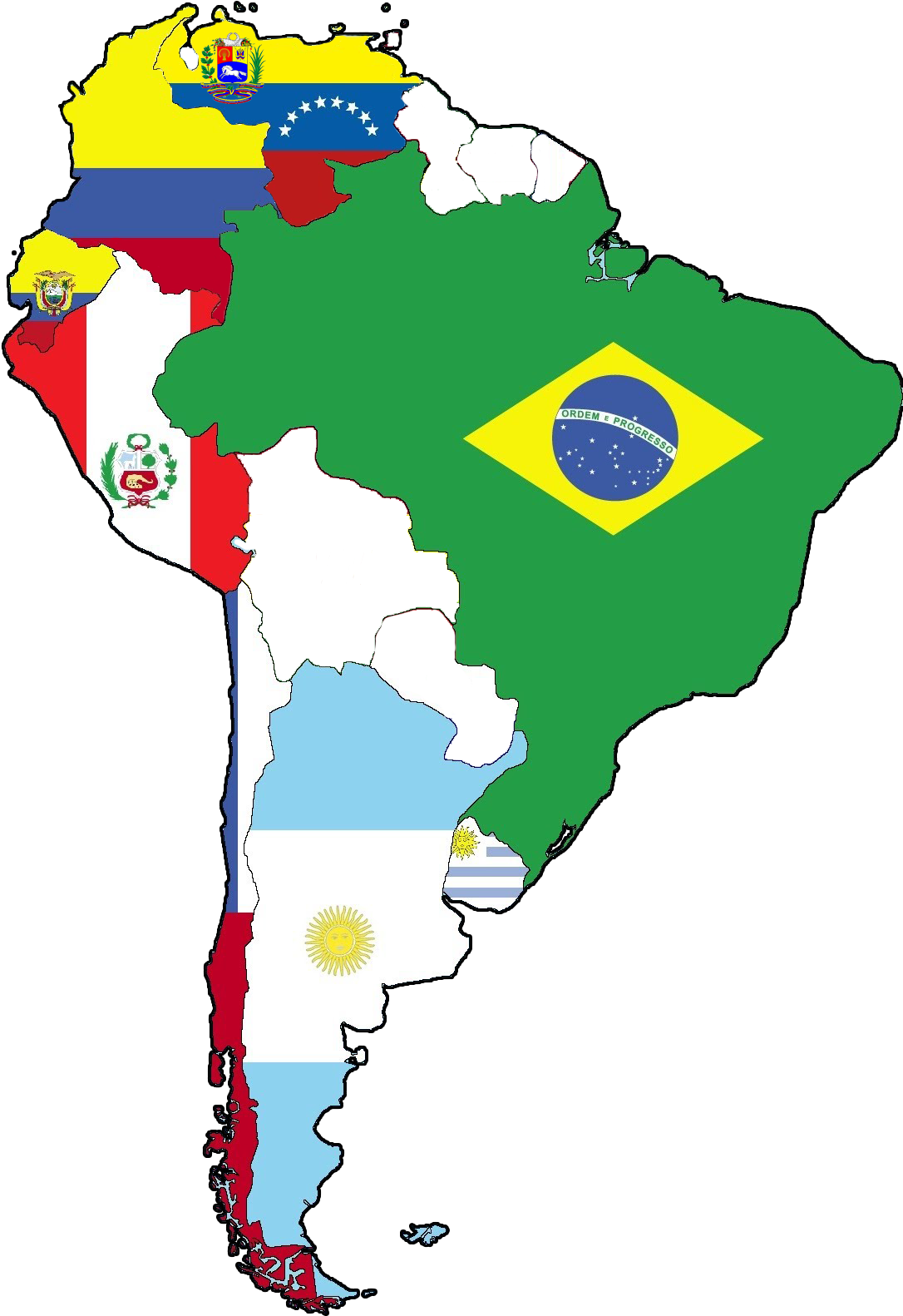 South America Mapwith Flags PNG Image