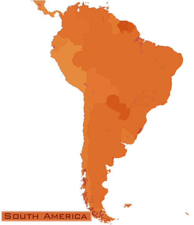 South America Orange Map PNG Image