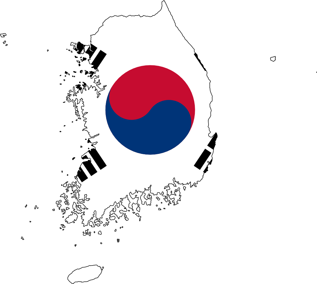 South Korea Flag Map PNG Image