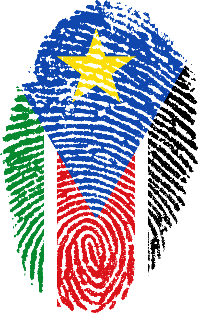 South Sudan Flag Fingerprint Art PNG Image