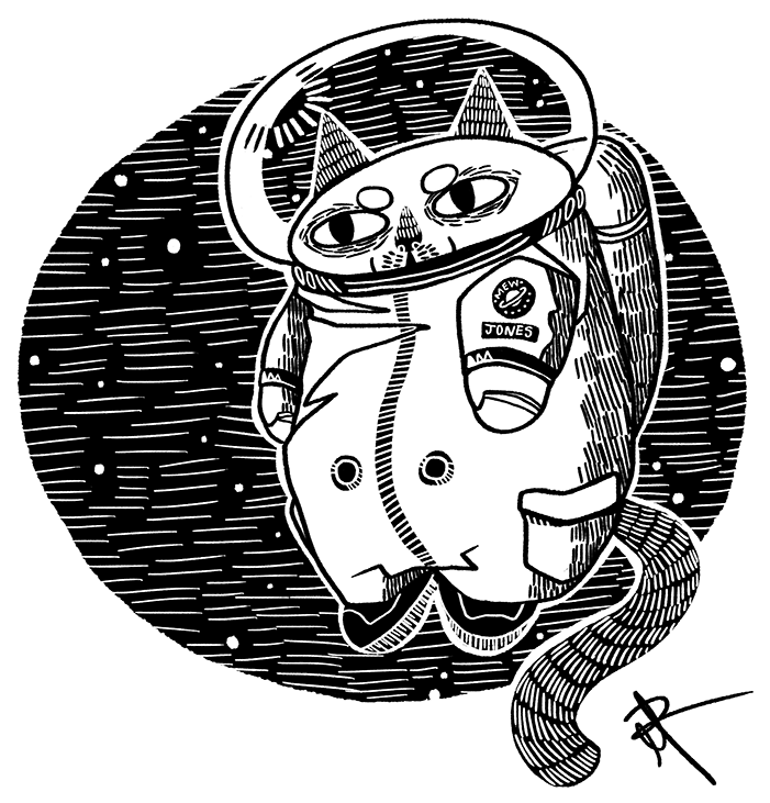 Space Cat Astronaut Illustration PNG Image