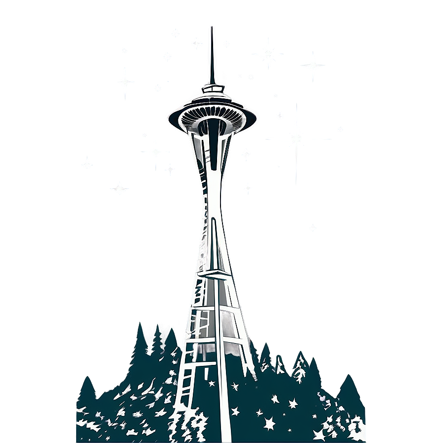 Space Needle With Stars Png Ken79 PNG Image