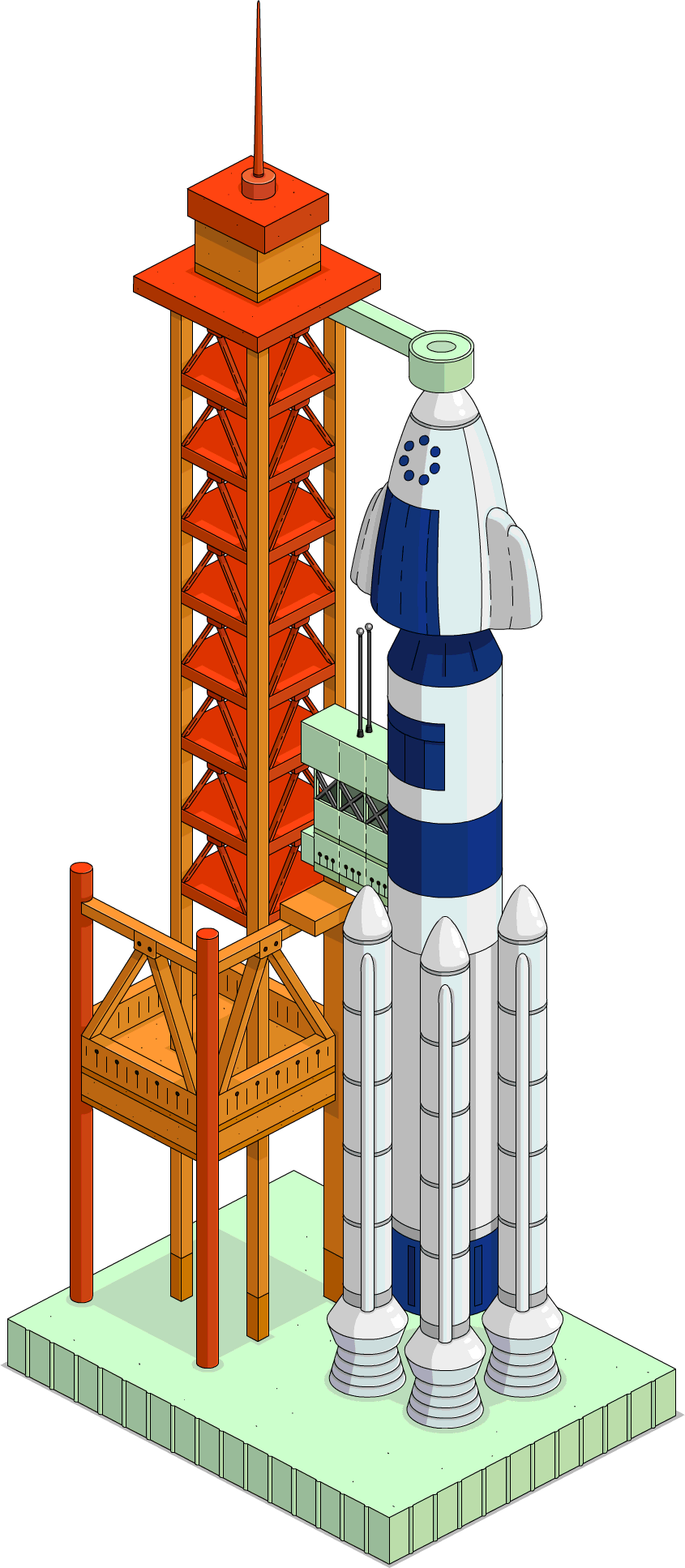 Space Rocketon Launchpad Illustration PNG Image