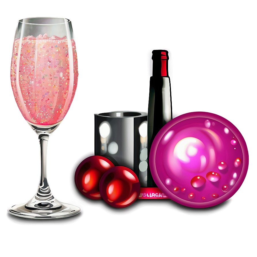 Sparkle Pink Champagne Festivity Png Cst PNG Image