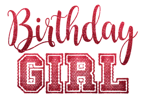 Sparkling Birthday Girl Text PNG Image