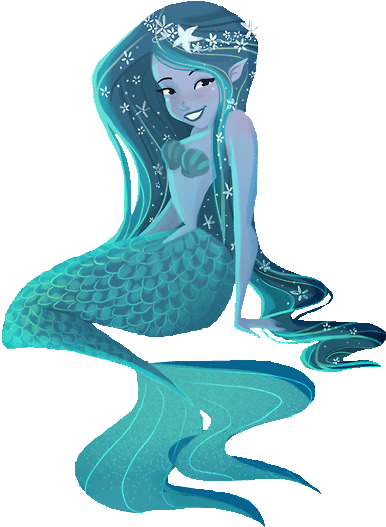 Sparkling Blue Mermaid Illustration PNG Image