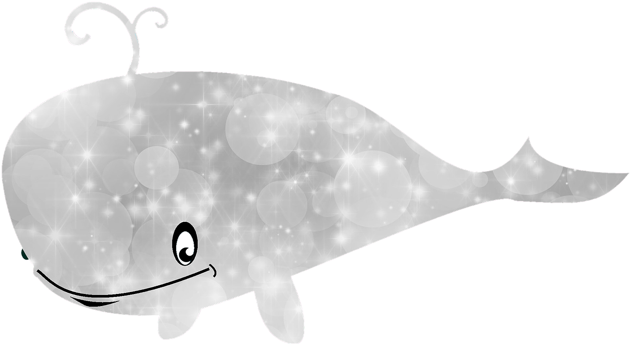 Sparkling Cartoon Whale Clipart PNG Image