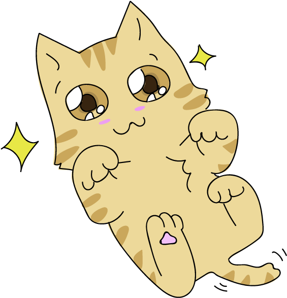 Sparkling Cute Cartoon Cat PNG Image