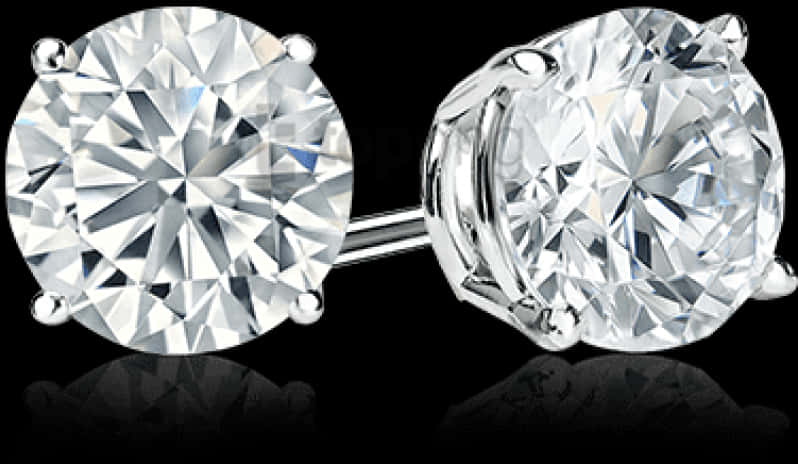 Sparkling Diamond Stud Earrings PNG Image