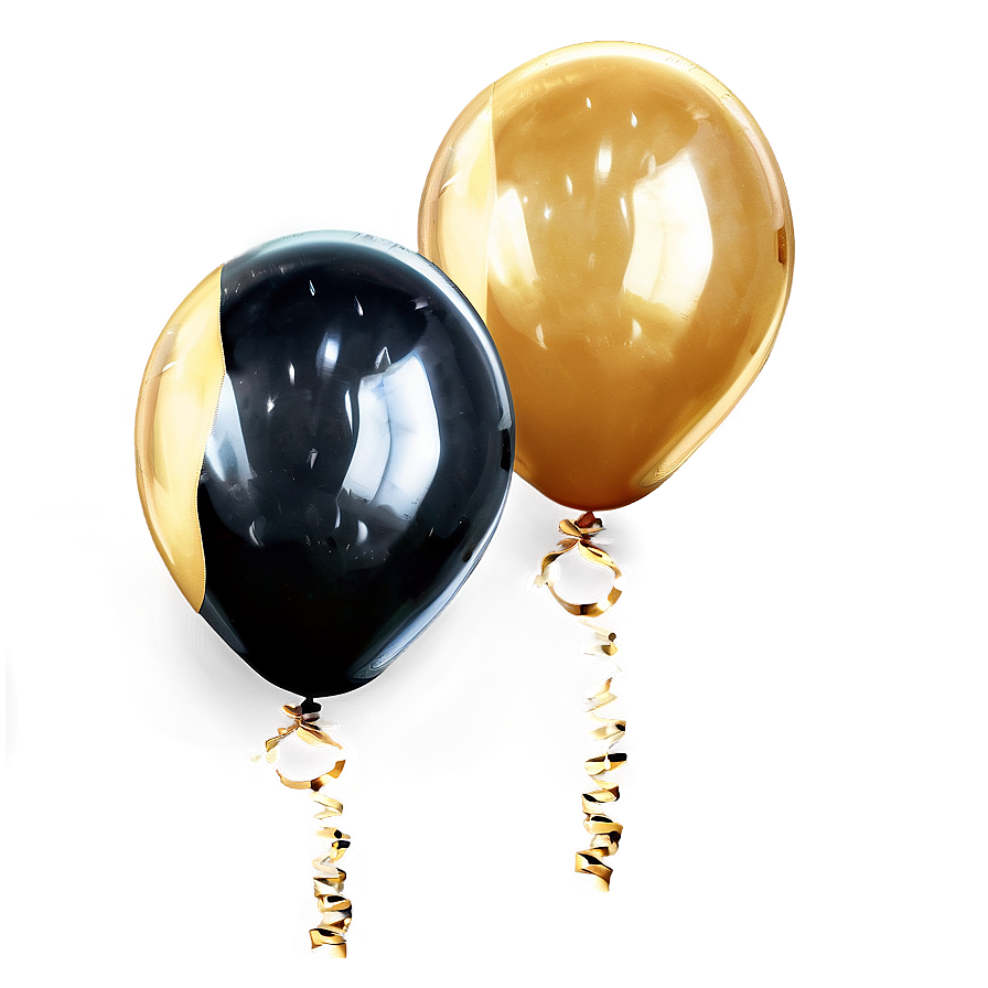 Sparkling Gold And Black Balloons Png Dvg98 PNG Image