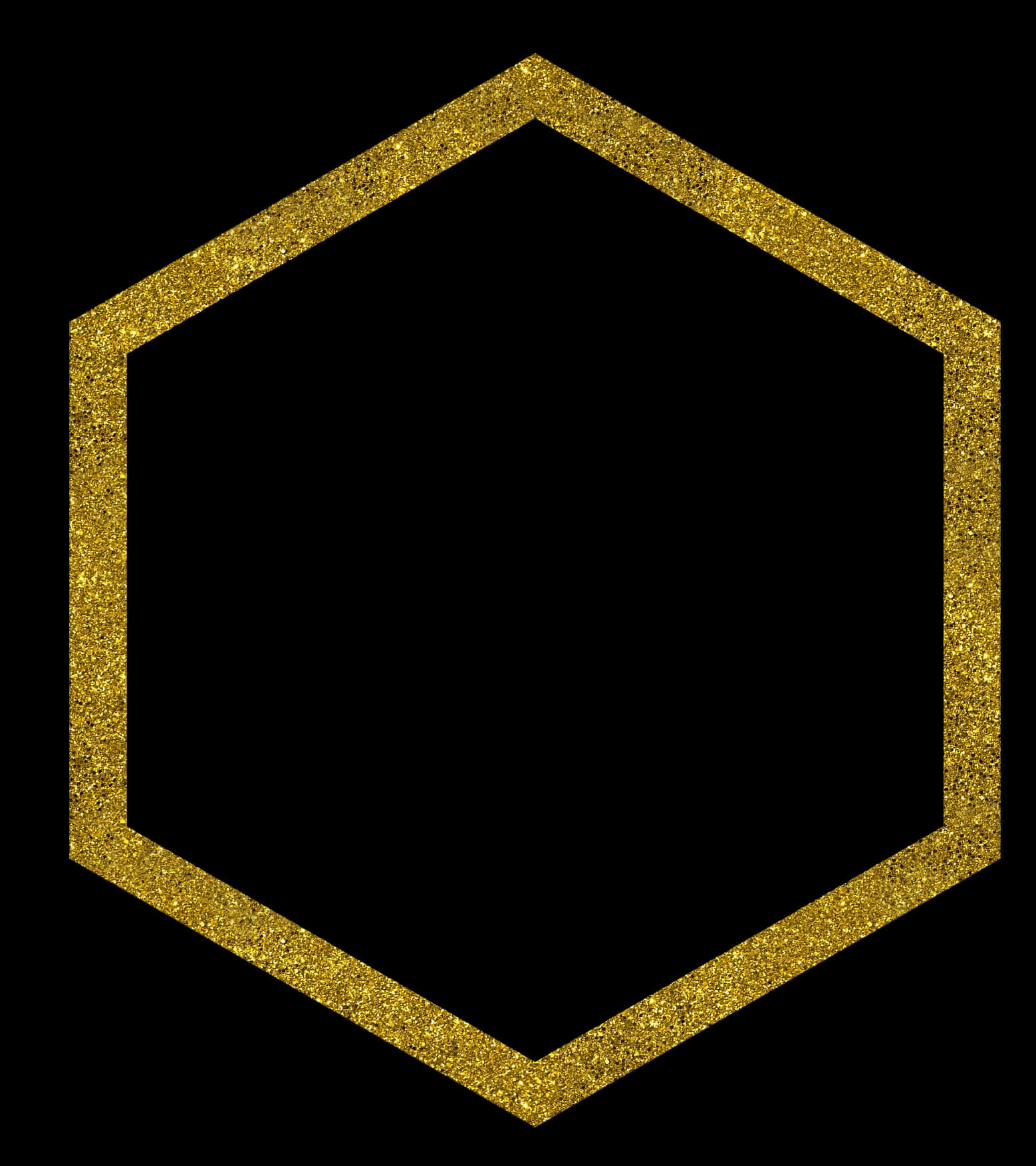 Sparkling Gold Hexagon Frame PNG Image