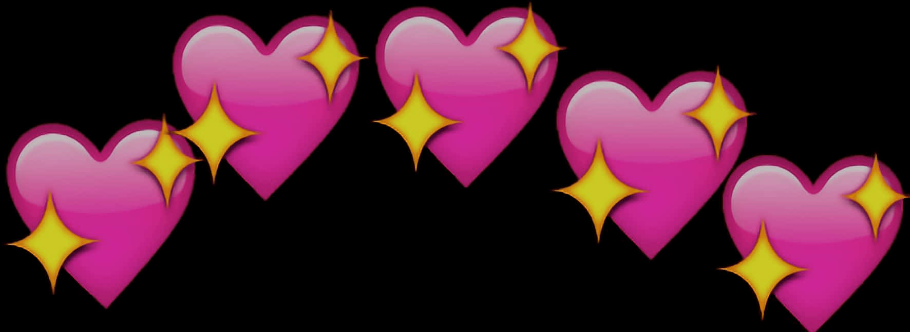 Sparkling Hearts Emoji Row PNG Image