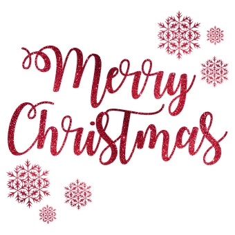 Sparkling Merry Christmas Greeting PNG Image