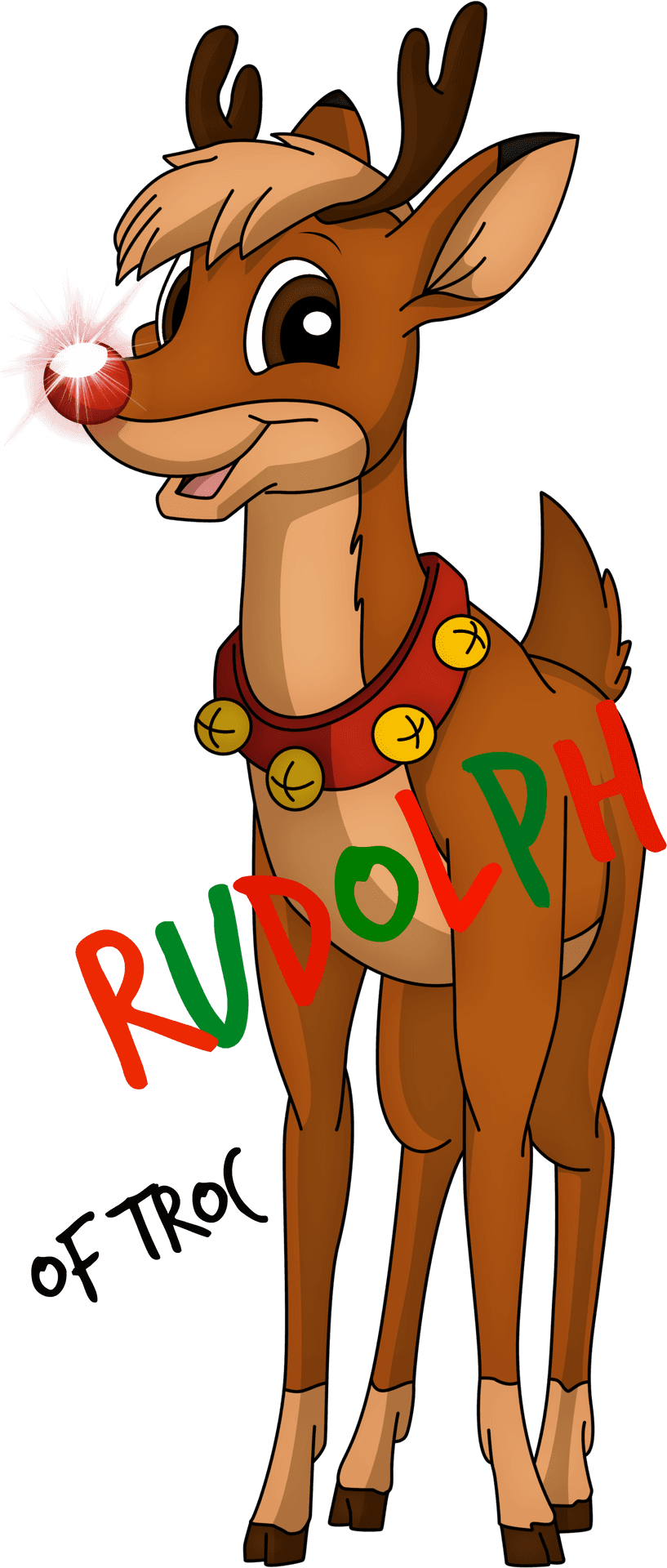 Sparkling Nosed Reindeer Cartoon PNG Image