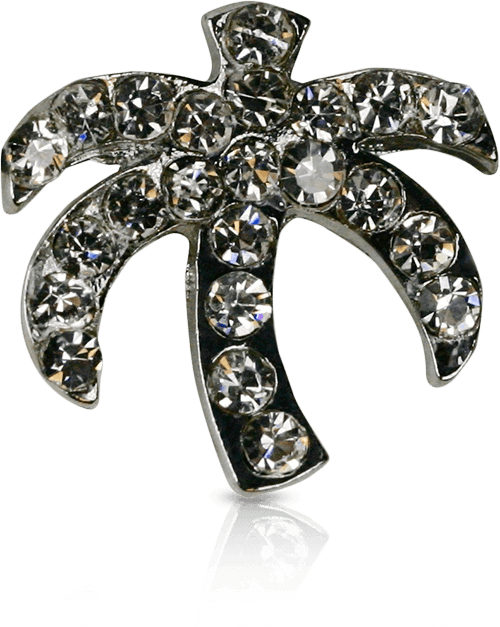 Sparkling Palm Tree Brooch PNG Image