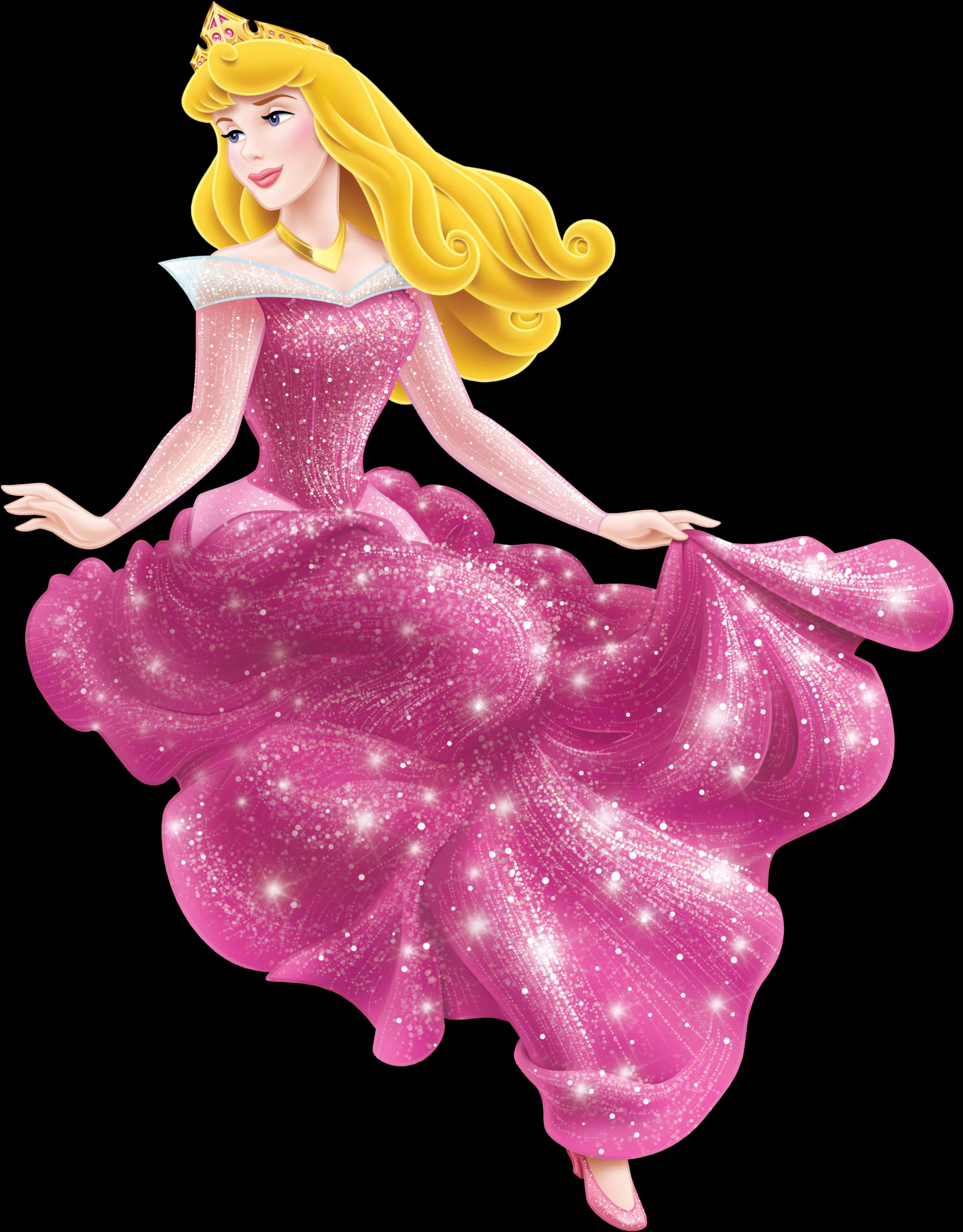 Sparkling Pink Gown Princess PNG Image