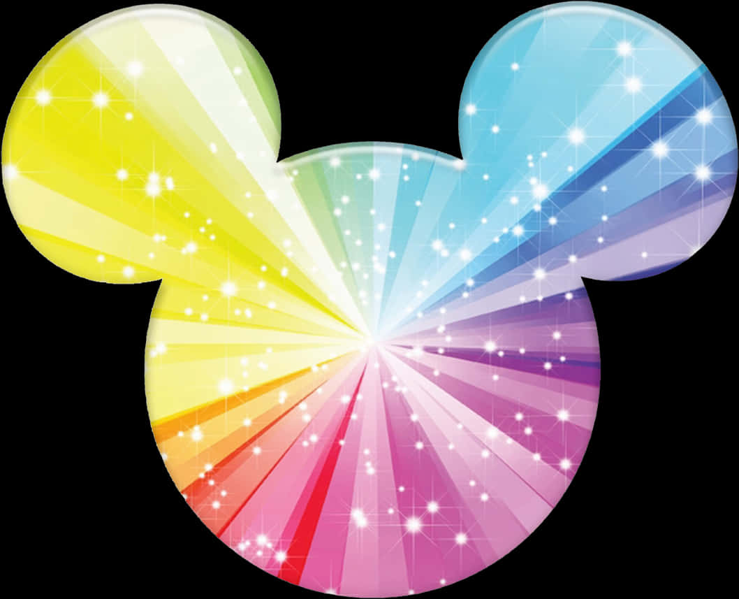 Sparkling_ Rainbow_ Mickey_ Silhouette PNG Image