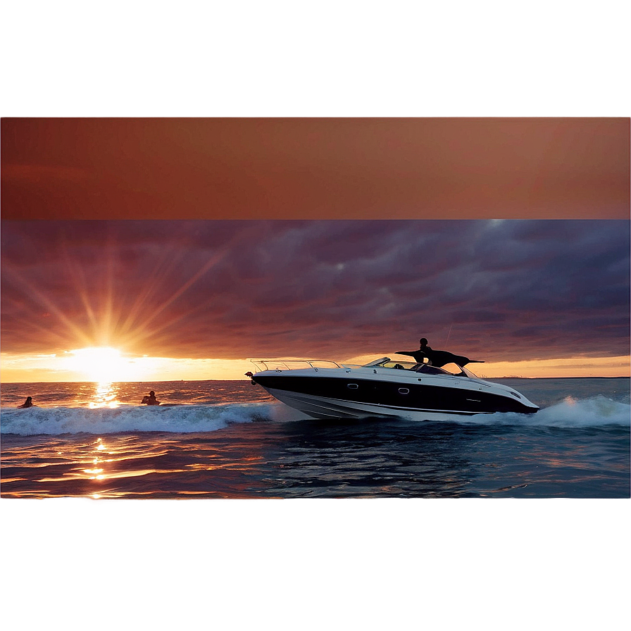 Speed Boat Sunset View Png Kvu39 PNG Image