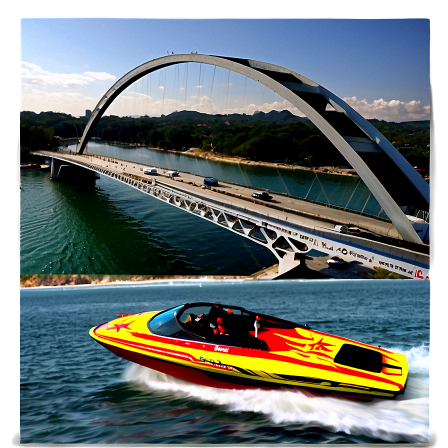 Speed Boat Under The Bridge Png Yps PNG Image