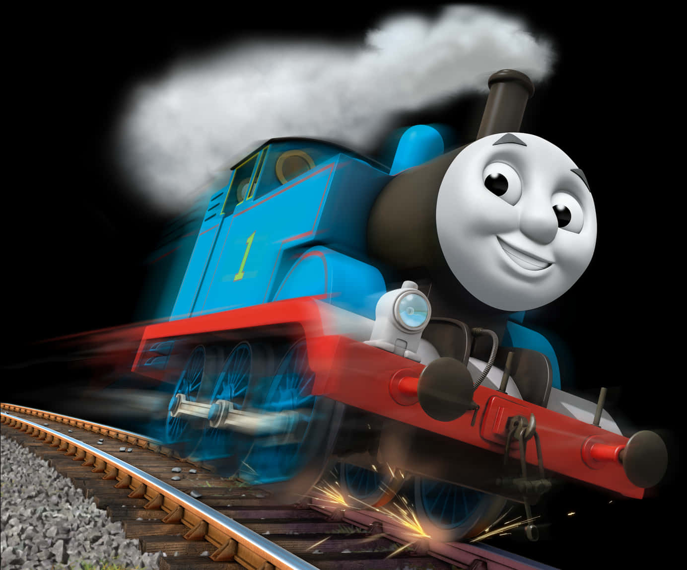 Speeding Animated Blue Train PNG Image