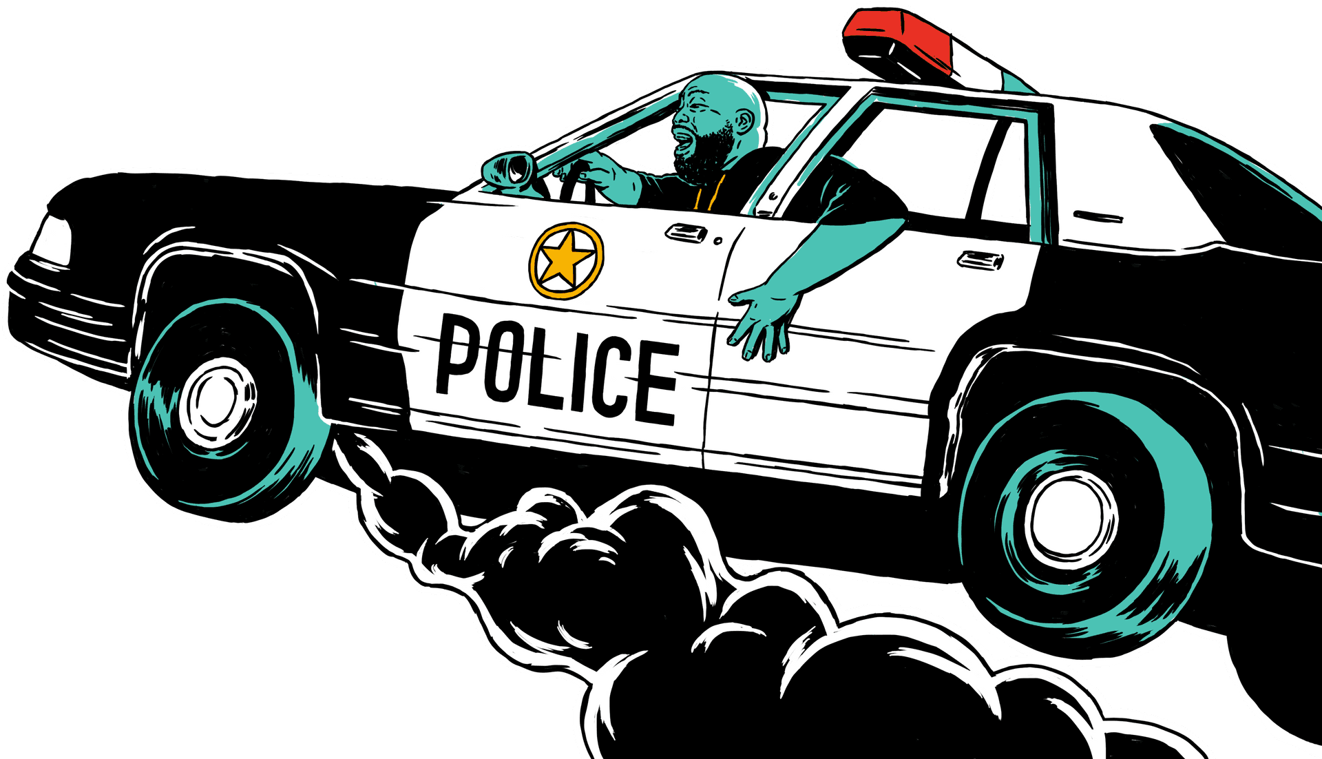 Speeding Police Car Illustration PNG Image