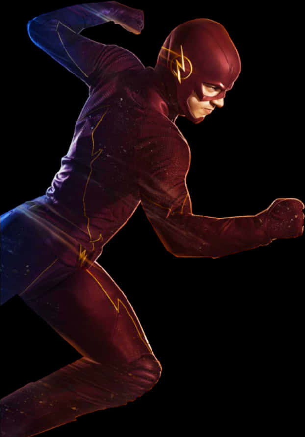 Speeding Superheroin Red Suit PNG Image