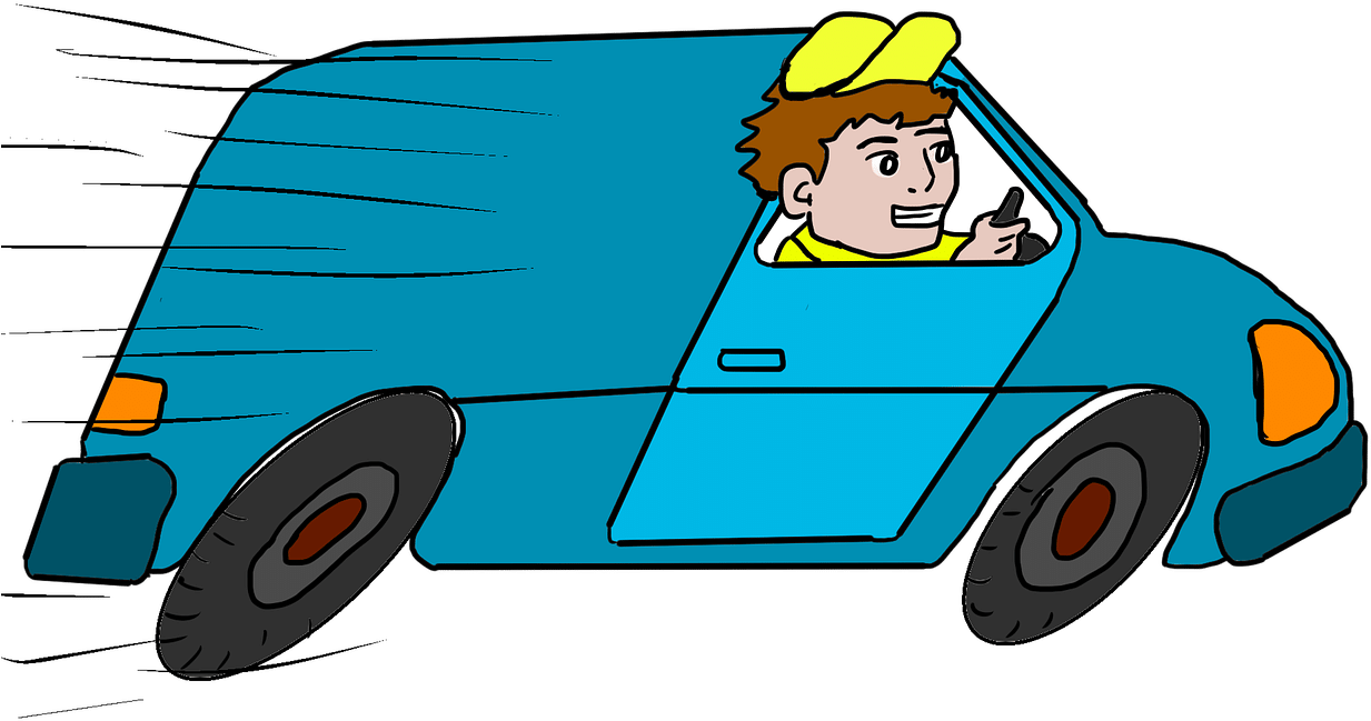 Speedy Delivery Van Cartoon PNG Image