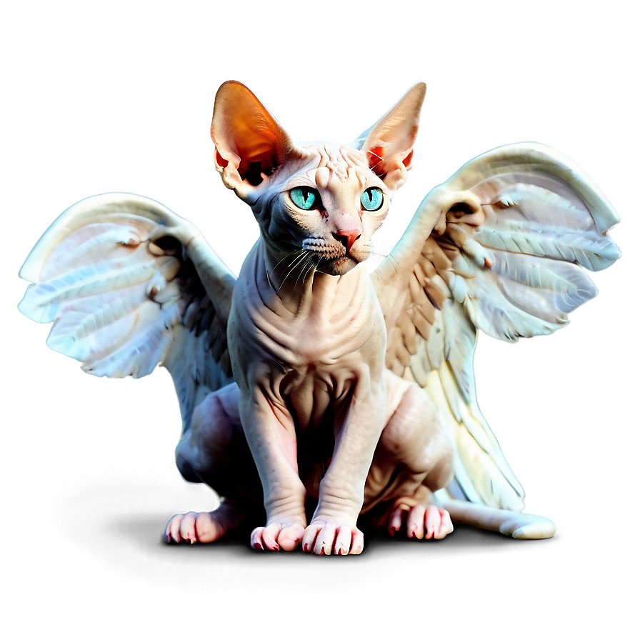 Sphynx Cat Angel Wings Fantasy Png 36 PNG Image