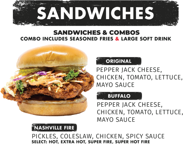 Spicy Chicken Sandwich Menu PNG Image