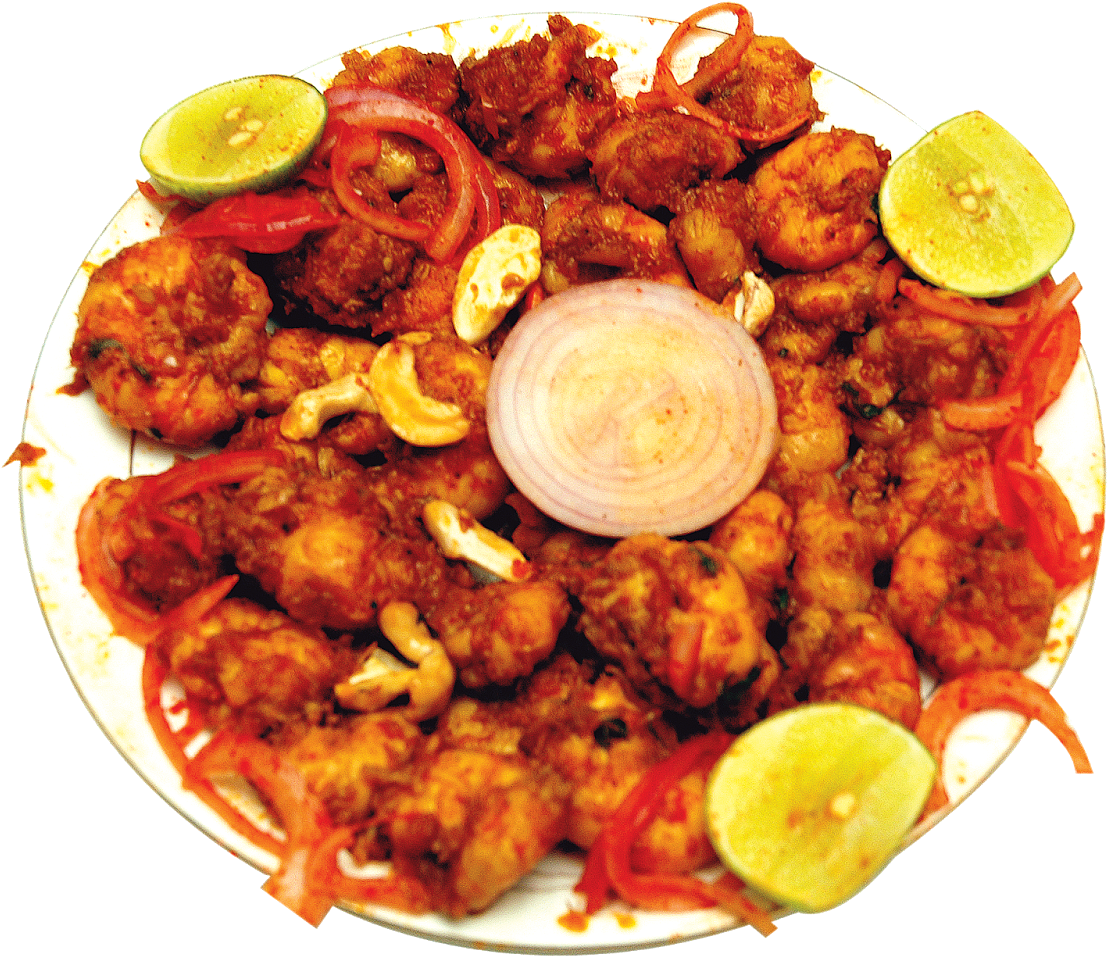 Spicy Prawn Dishwith Garnishes PNG Image