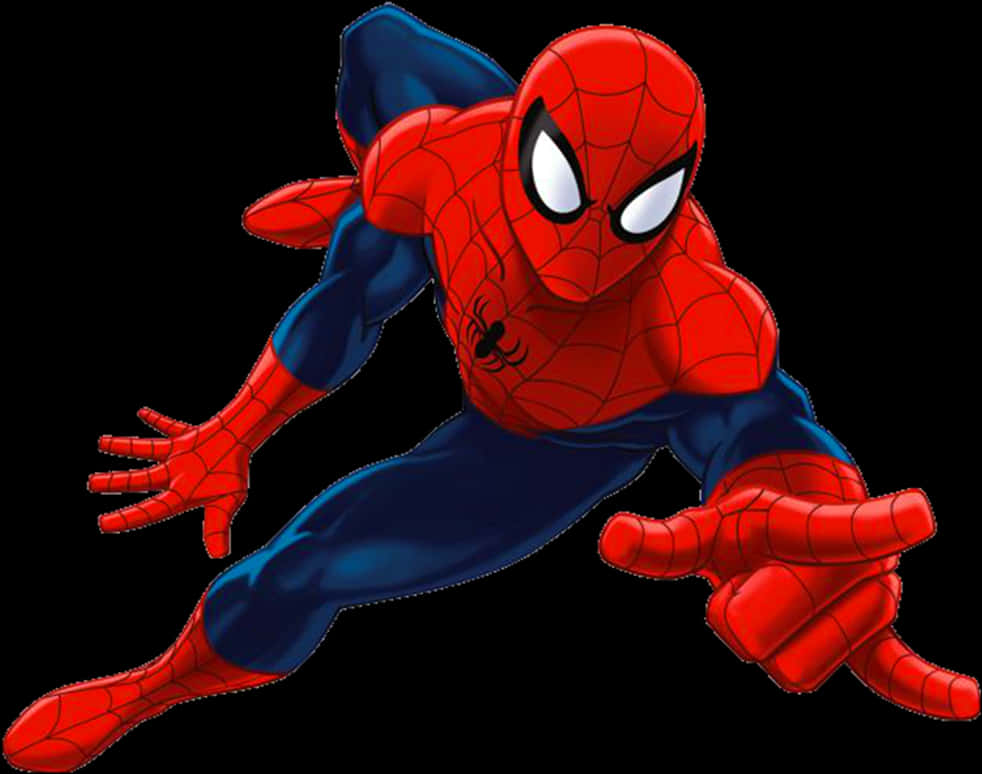 Spider Man_ Crouching_ Pose PNG Image