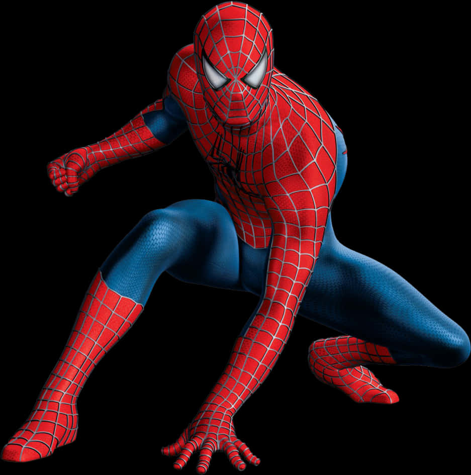 Spiderman Crouching Action Pose PNG Image