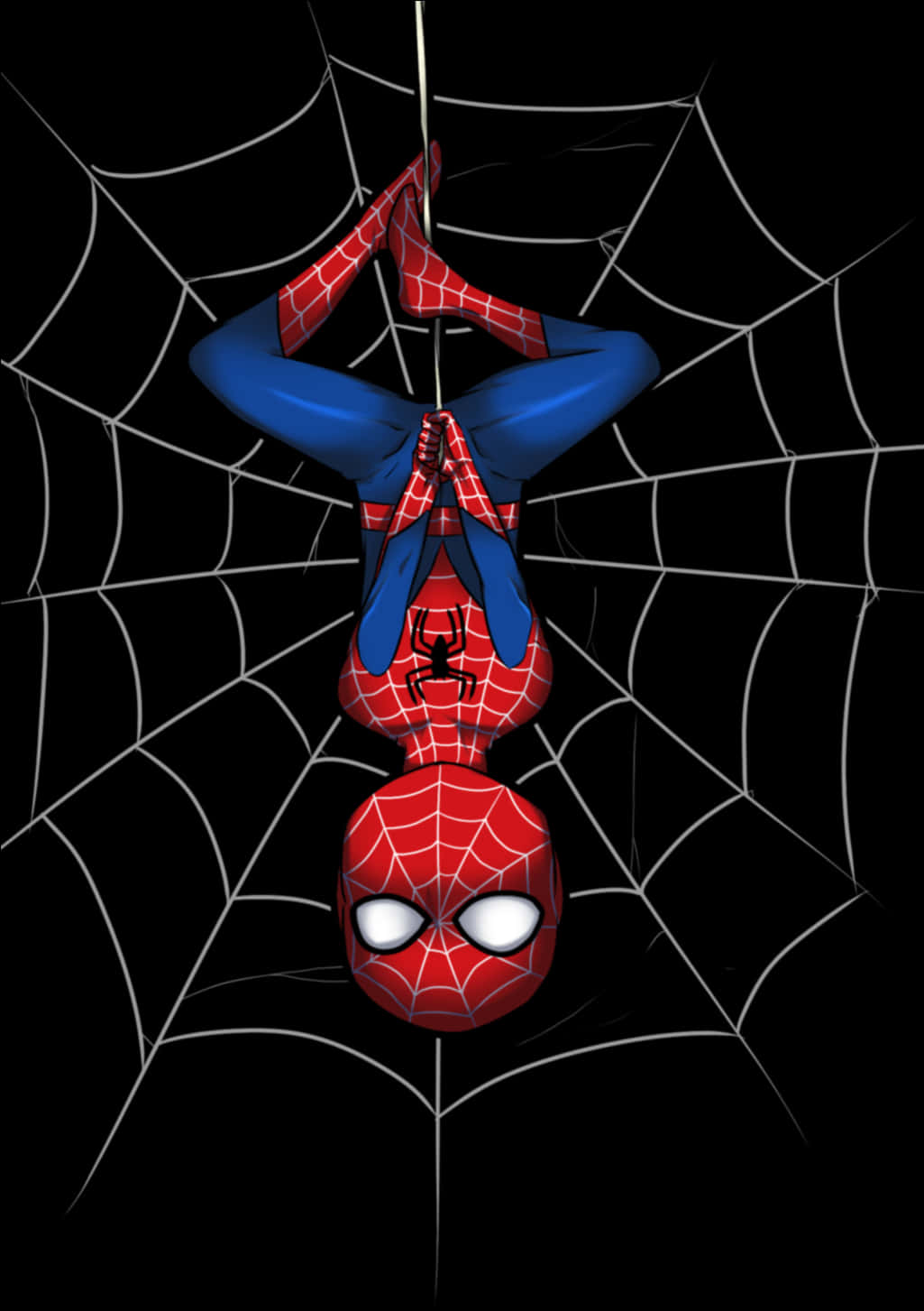 Spiderman Hanging Upside Down PNG Image