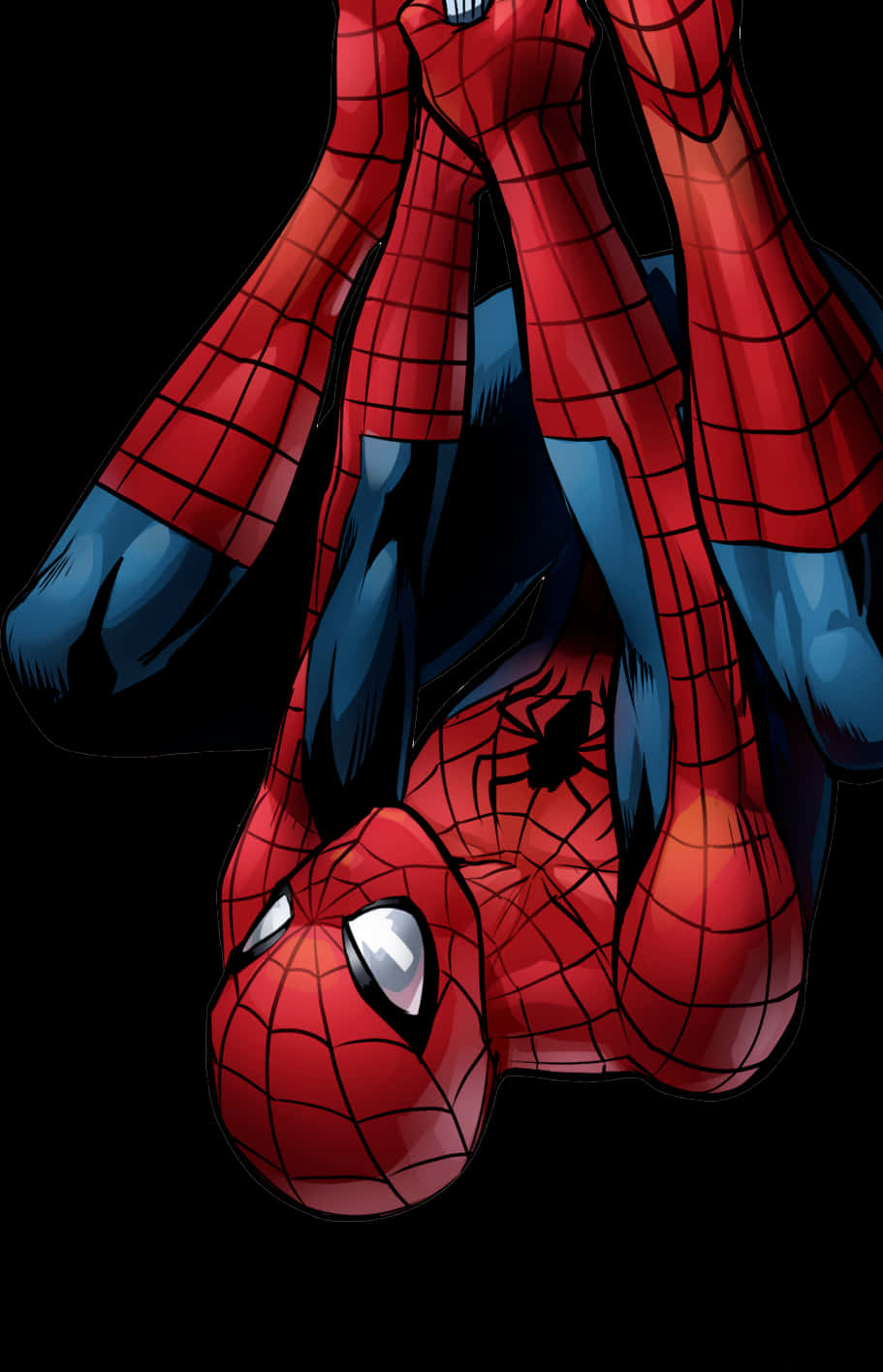 Spiderman Hanging Upside Down PNG Image