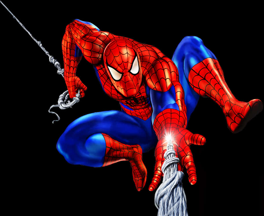 Spiderman Swinging Action Clipart PNG Image