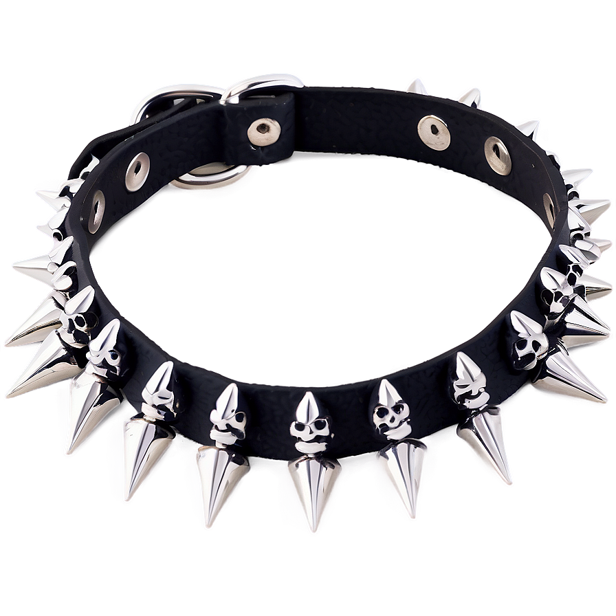 Spiked Choker With Skull Charms Png 06282024 PNG Image