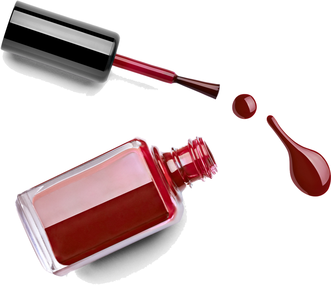 Spilled Red Nail Polish Bottle PNG Image