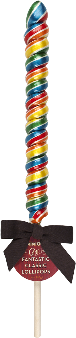 Spiral Rainbow Lollipopwith Bow PNG Image