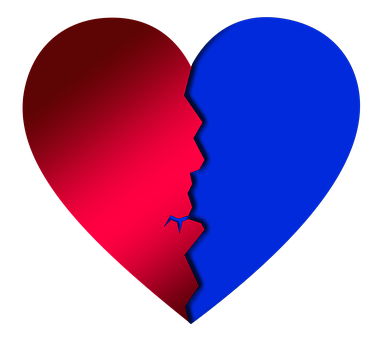 Split Heart Silhouette PNG Image