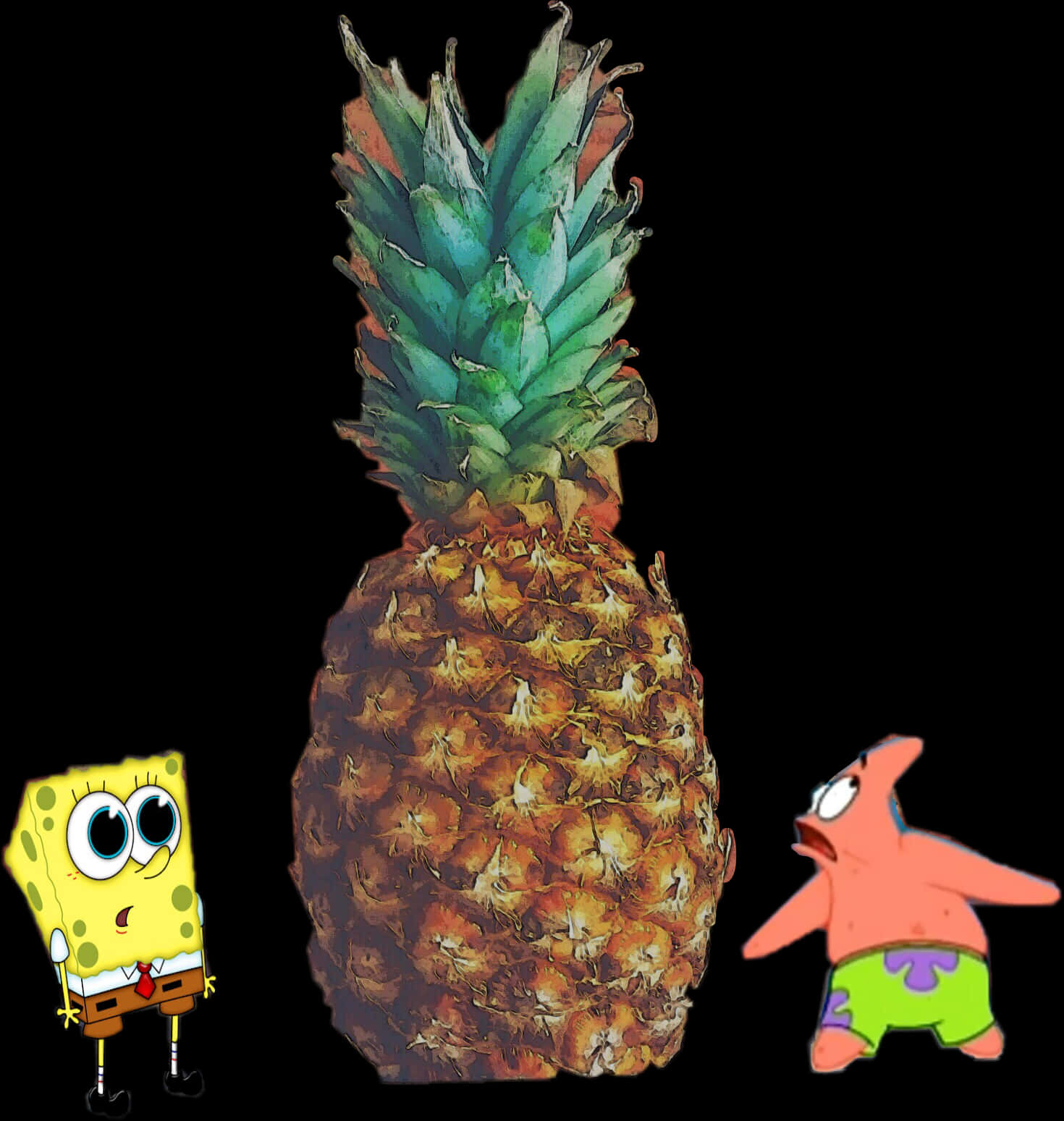 Sponge Bob Patrick Pineapple PNG Image