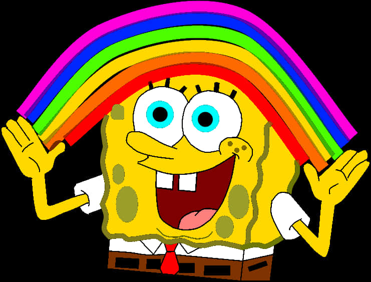 Sponge Bob Rainbow Imagination PNG Image