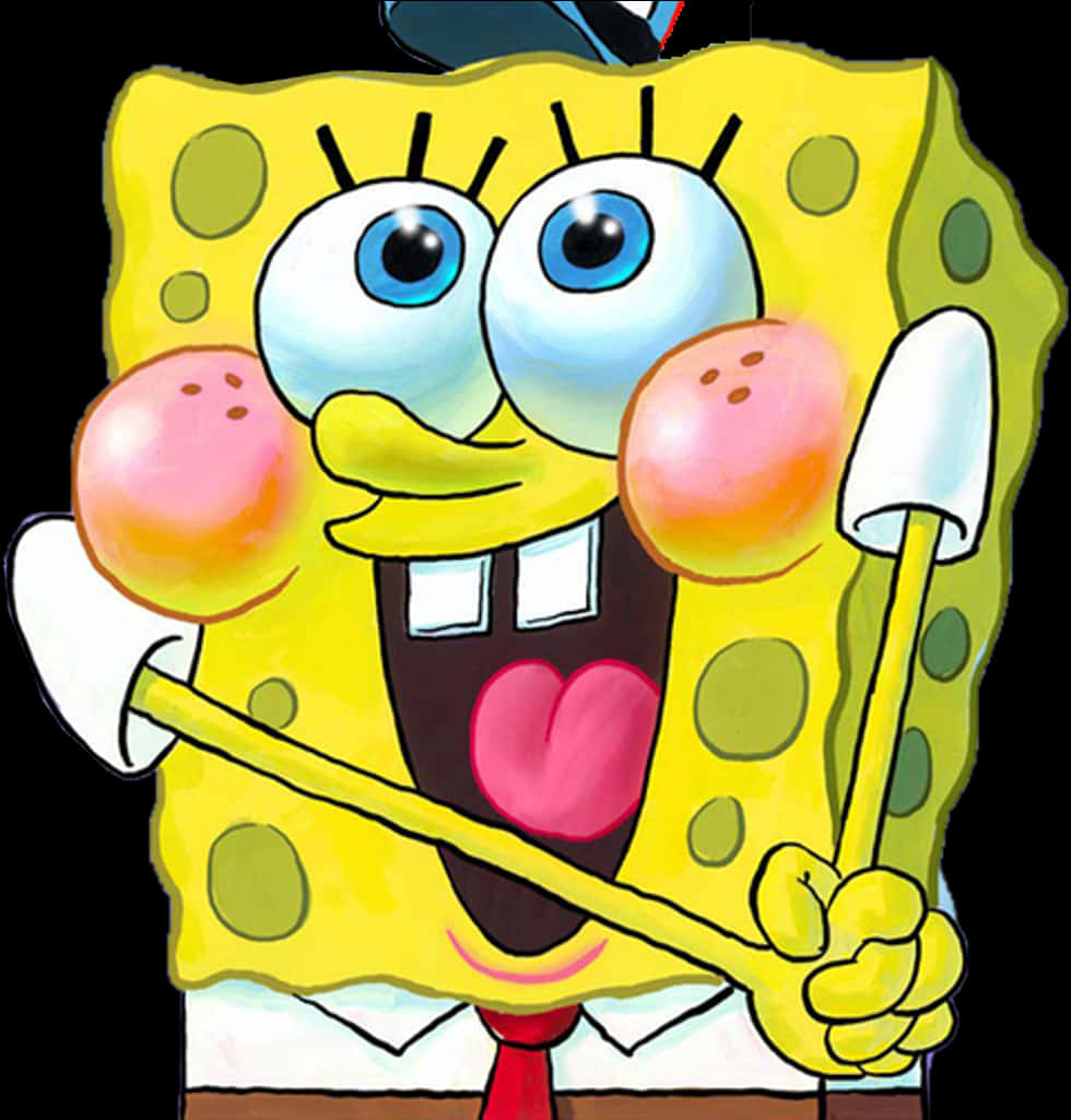 Sponge Bob Square Pants Holding Golf Club PNG Image