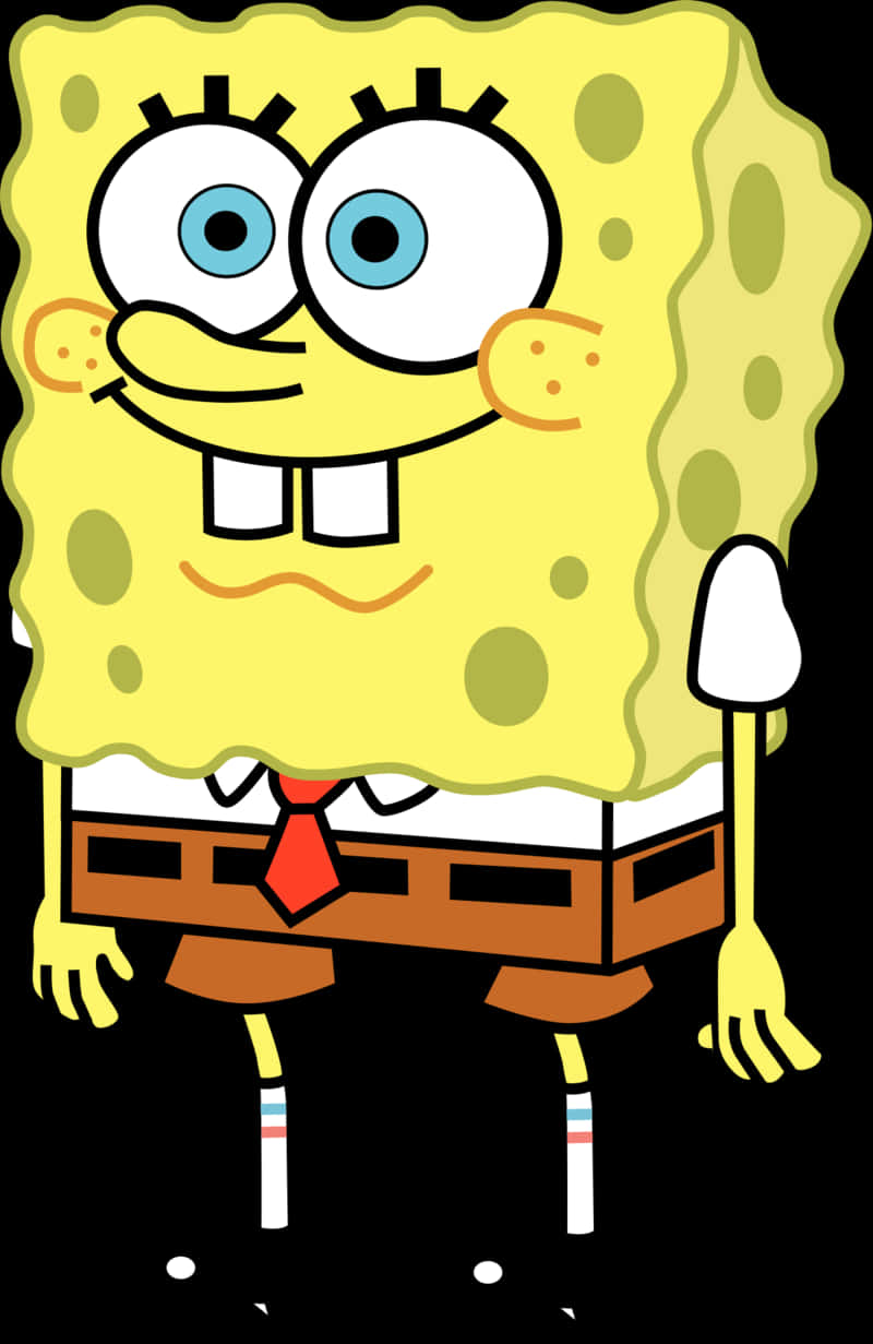 Sponge Bob Square Pants Standing Smile PNG Image